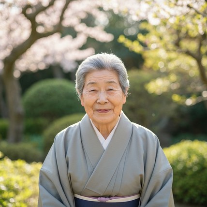 ワイヤレスイヤホンを使って音楽を楽しむシニア女性